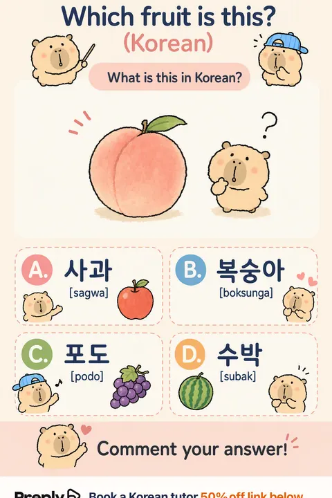 Which fruit is this in Korean vocabulary chart