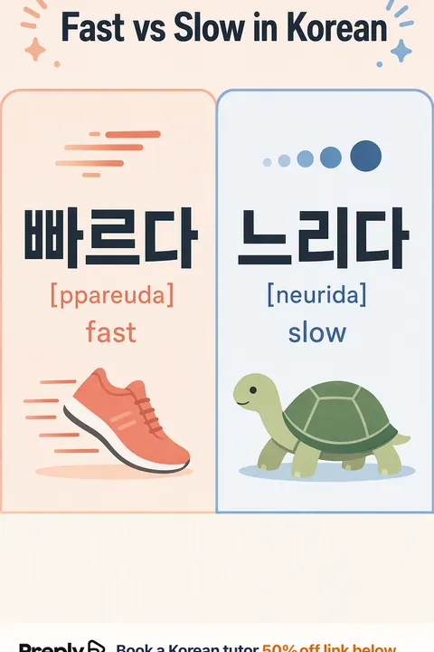 Fast vs Slow in Korean vocabulary chart
