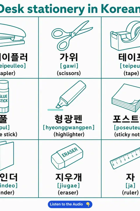 Need To Organize Your Desk Like a Pro? in Korean vocabulary chart