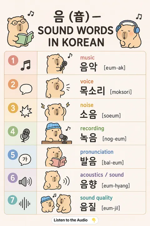 음 (音) — Sound Words in Korean vocabulary chart