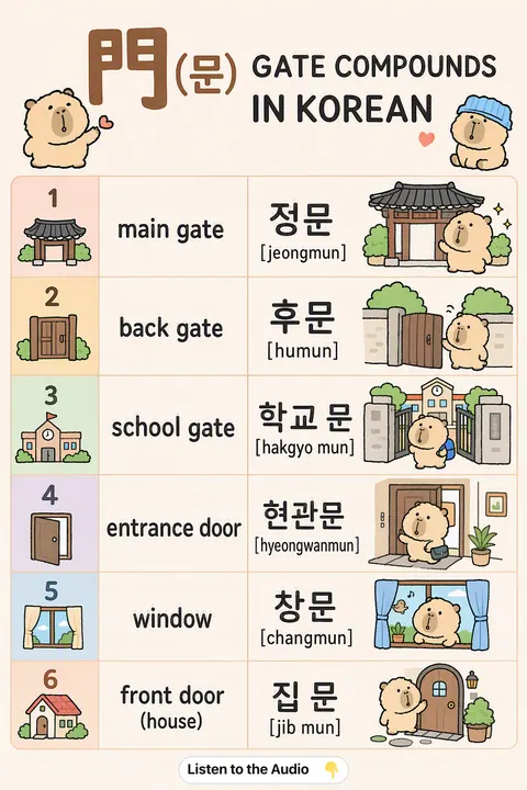 Hanja-mun-gate in Korean vocabulary chart