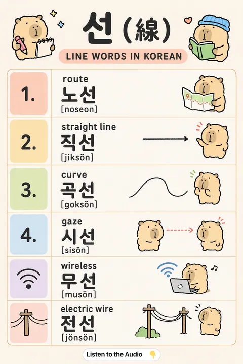 선 (線) — Line Words in Korean vocabulary chart