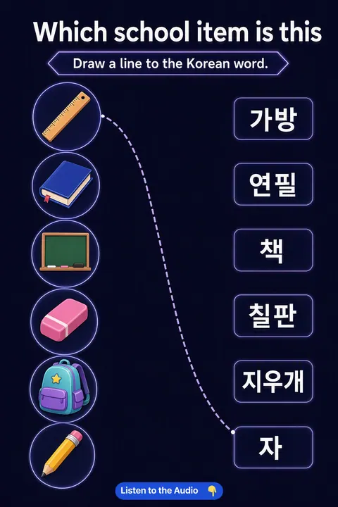 What’s This School Item In Korean? Match the Word To the Picture in Korean vocabulary chart