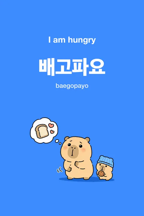 I Am Hungry in Korean vocabulary chart