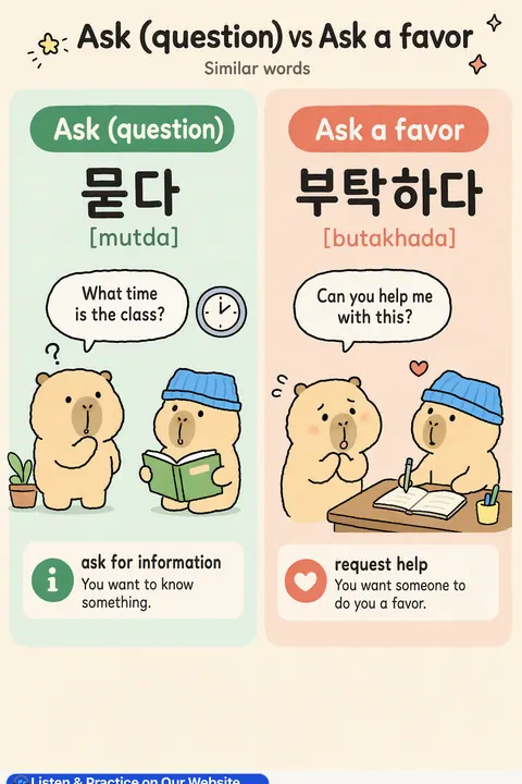 When You Want To Know Something, Use This in Korean vocabulary chart