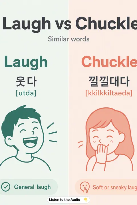 Laugh vs Chuckle in Korean vocabulary chart