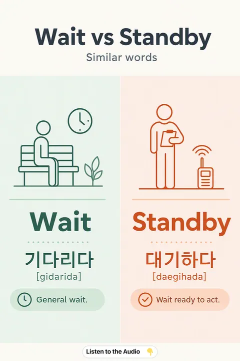Wait vs Standby in Korean vocabulary chart
