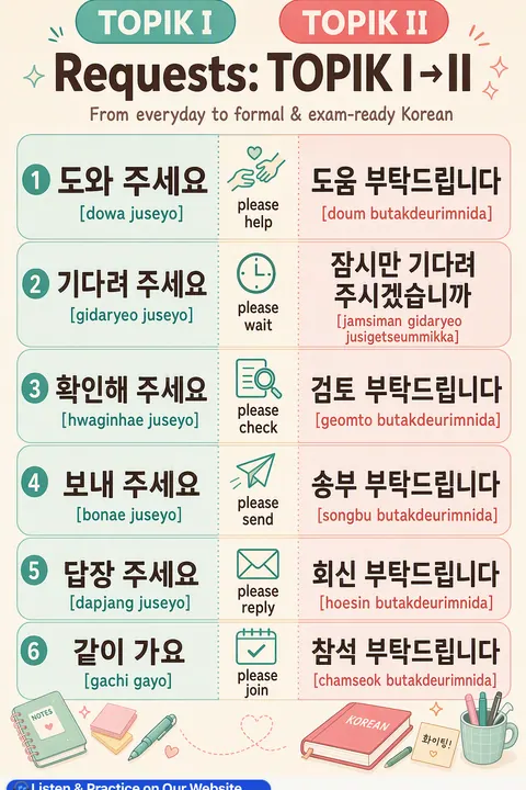 Requests: TOPIK I → II in Korean vocabulary chart