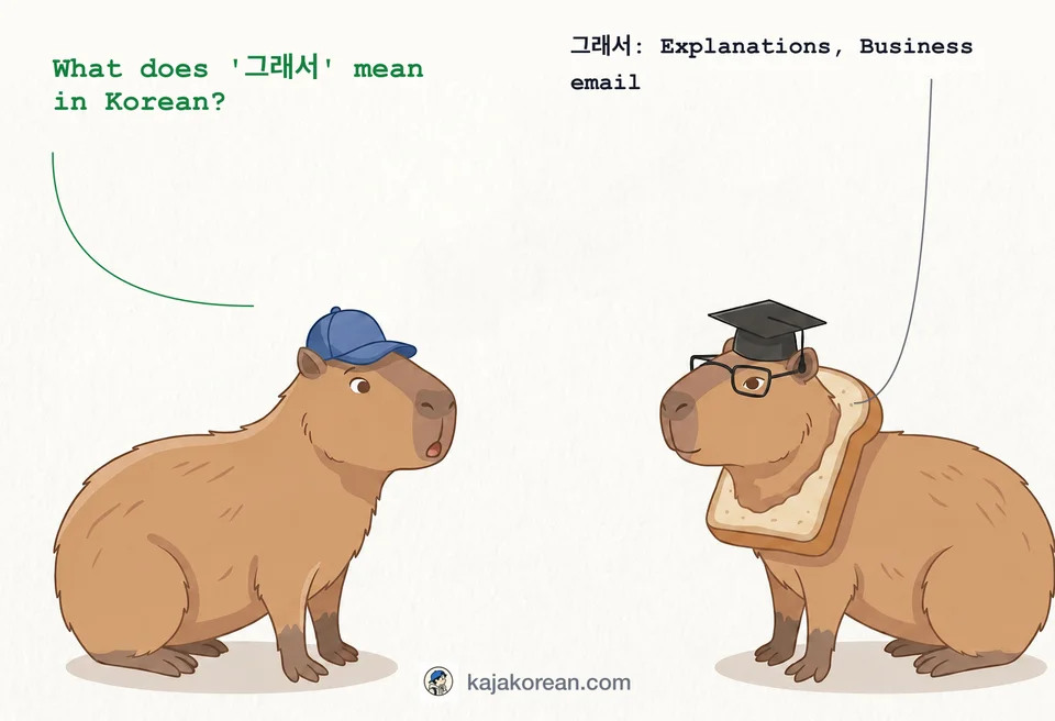 Korean word 그래서 meaning cause and effect