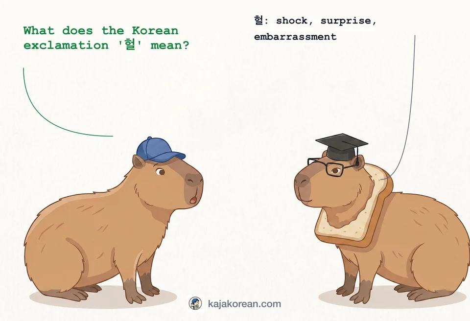 Expression of surprise with Korean word 헐