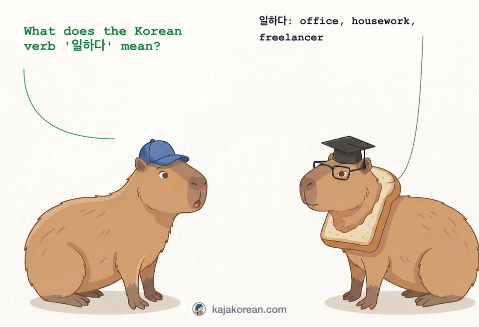Korean verb 일하다 meaning to work