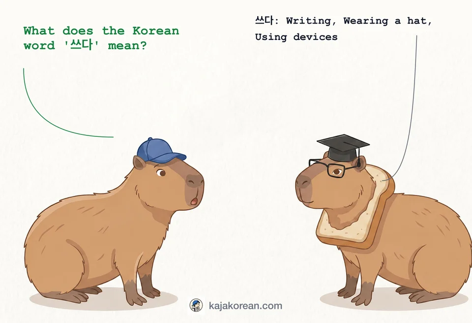 Korean verb 쓰다 meaning guide