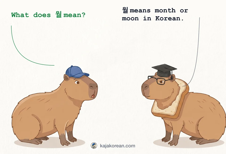 Korean word 월 meaning month or moon