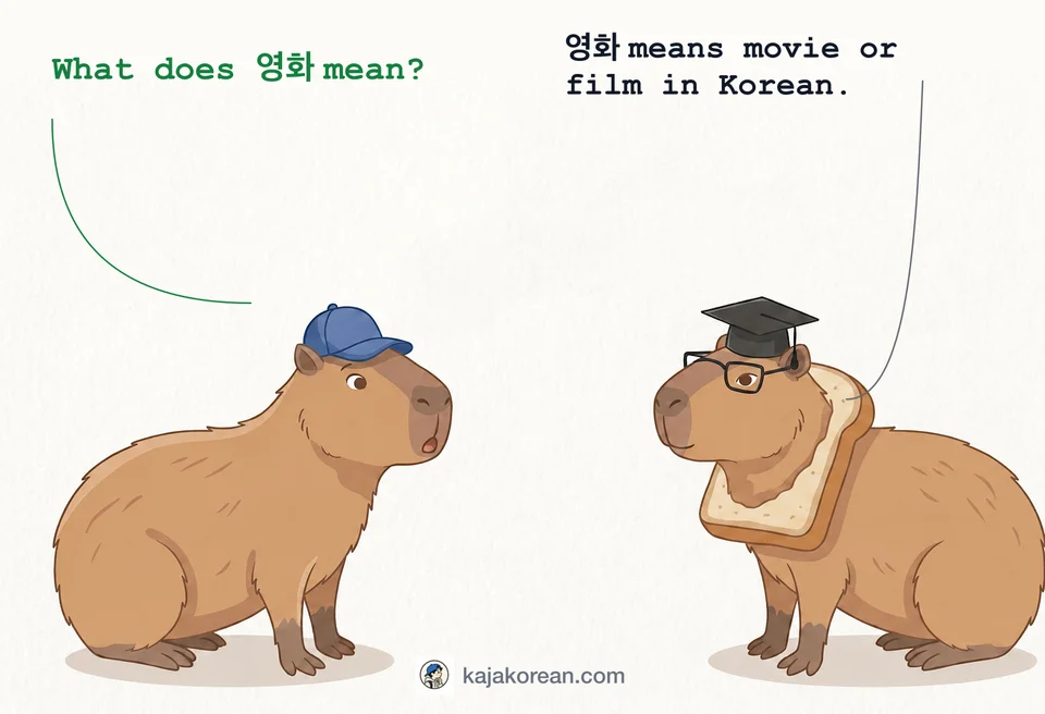 Korean word 영화 meaning movie