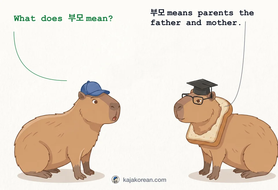 Korean word 부모 meaning parents