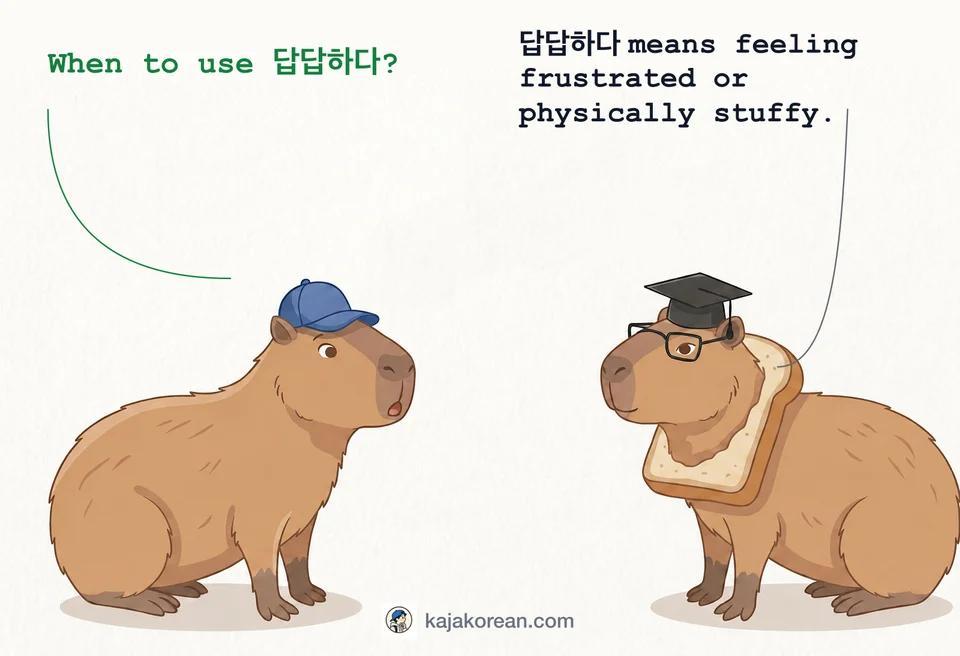 Meaning of 답답하다 in Korean