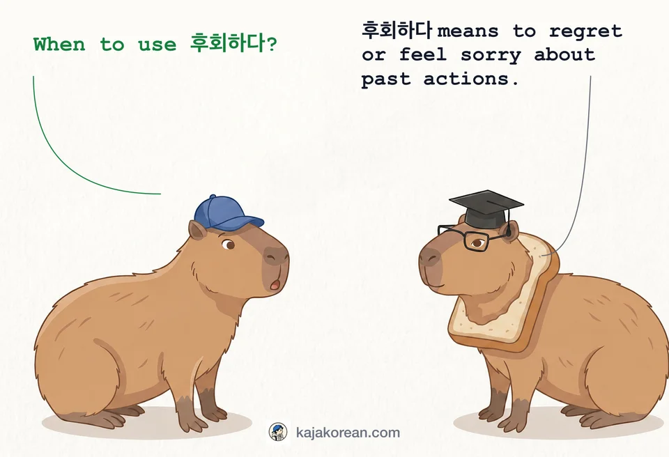 Meaning of 후회하다 in Korean
