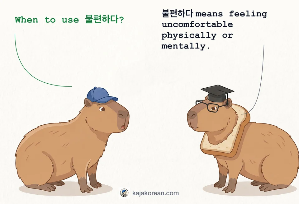 Meaning of 불편하다 in Korean