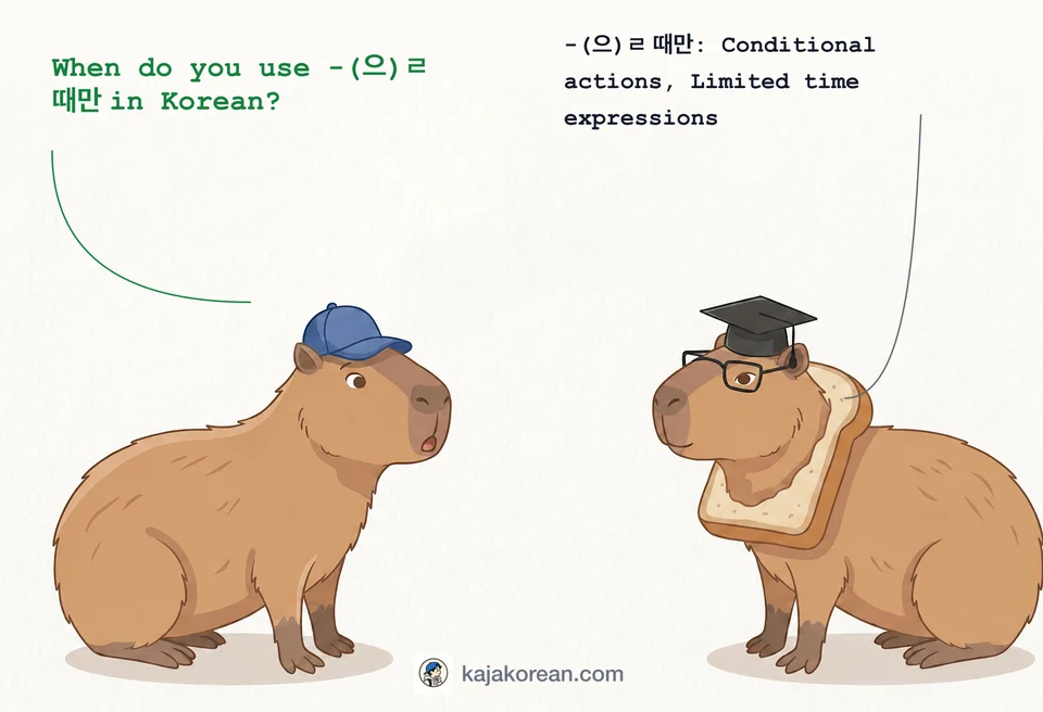 Korean grammar pattern -(으)ㄹ 때만 usage illustration