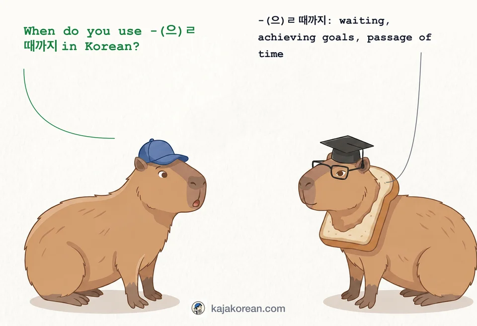 Korean grammar -(으)ㄹ 때까지 usage illustration