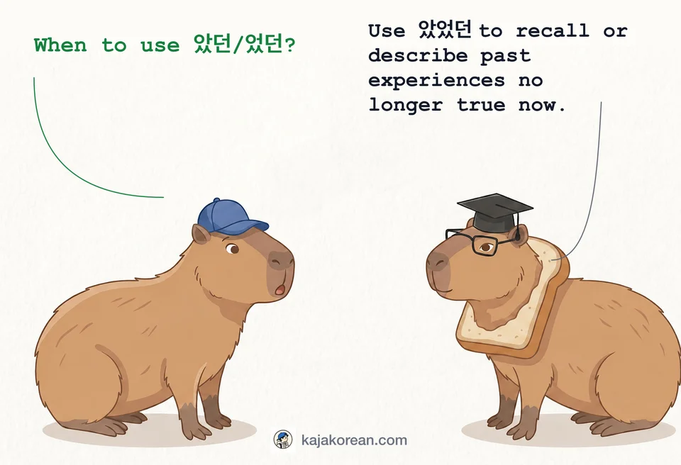 Explanation of how to use -(았/었)던 in Korean grammar