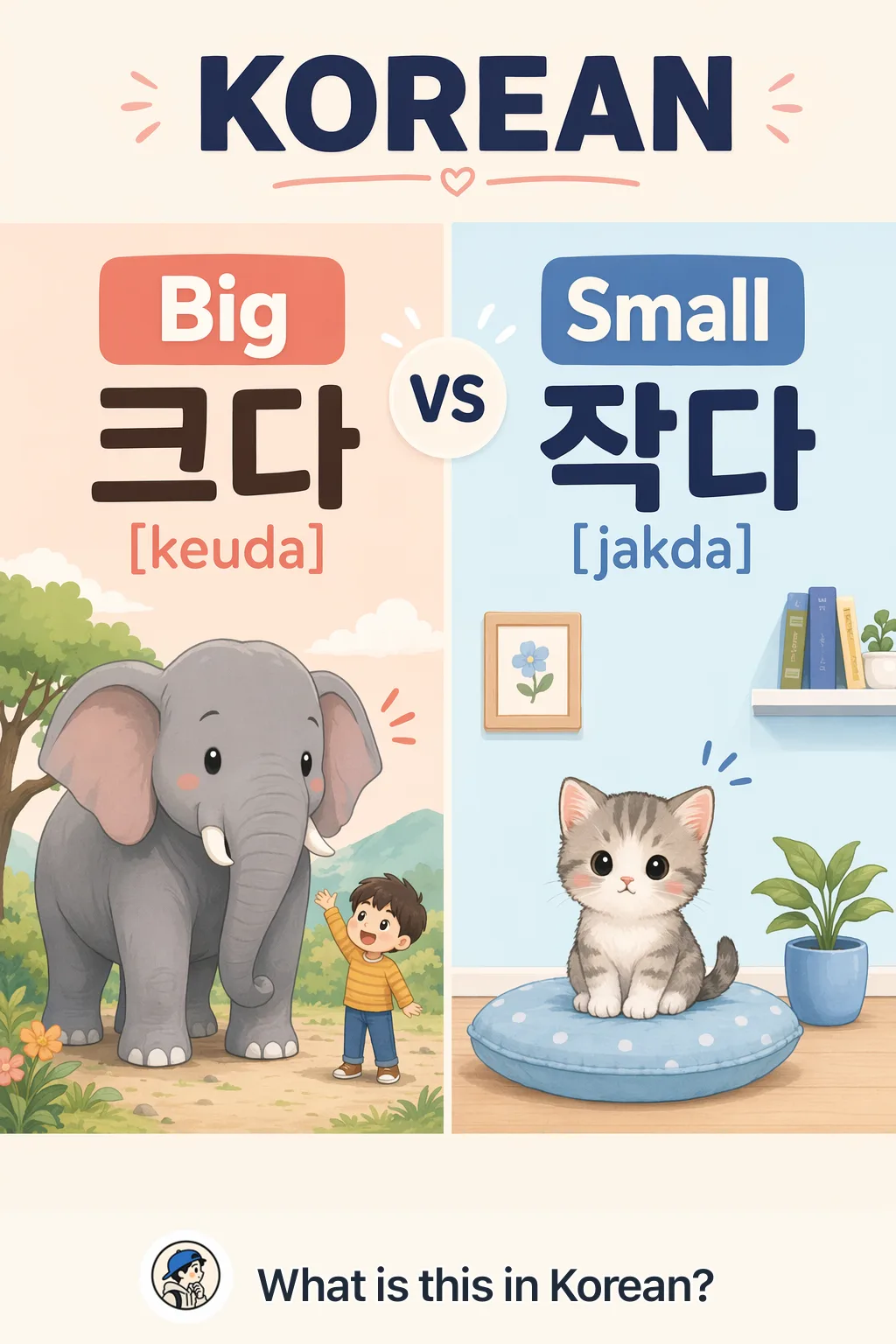 Big vs Small in Korean — Korean vocab chart