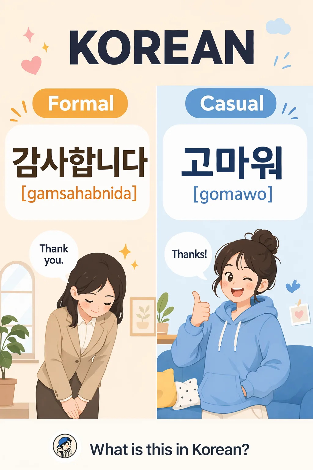 Formal vs Casual in Korean — Korean vocab chart