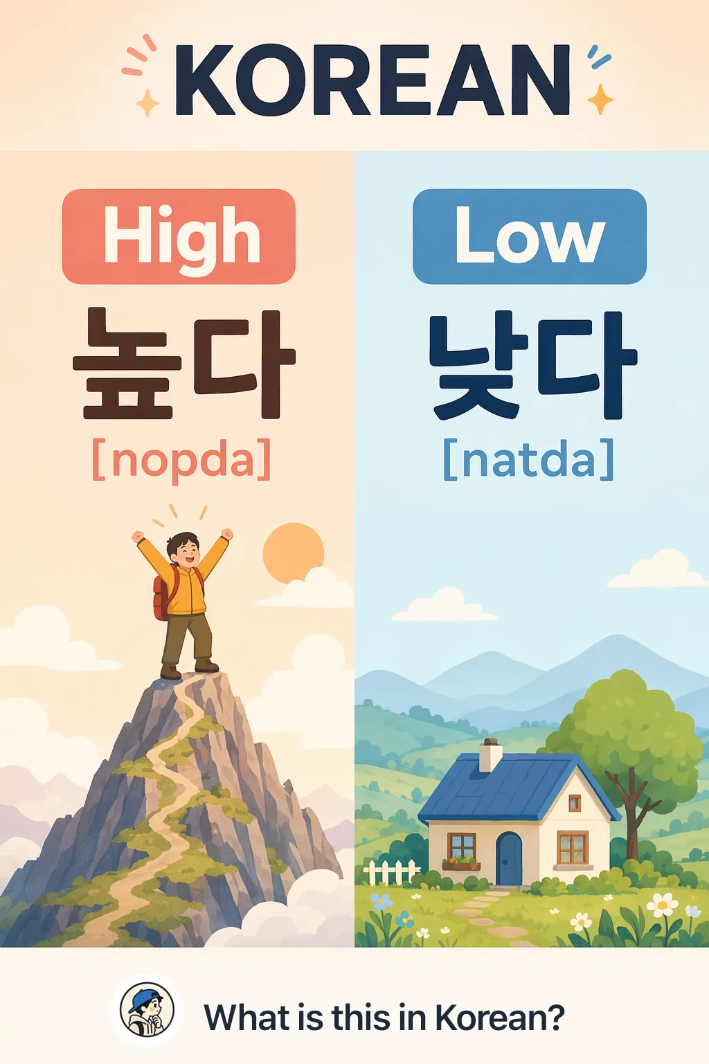 High vs Low in Korean — Korean vocab chart