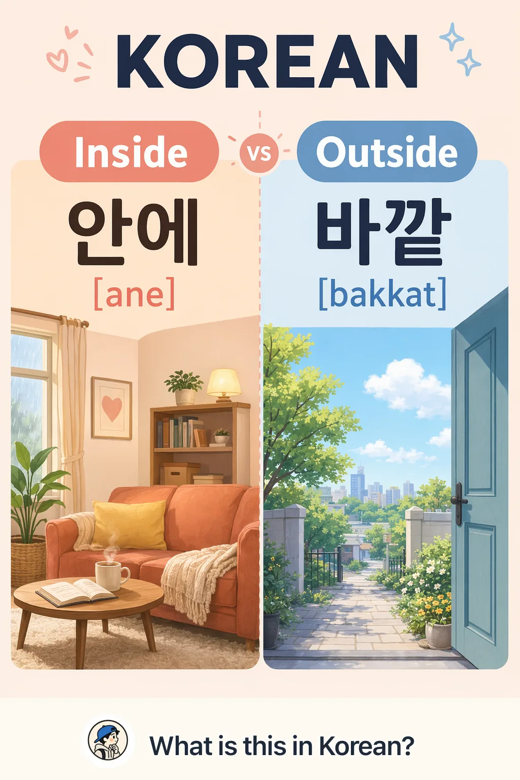 Inside vs Outside in Korean — Korean vocab chart