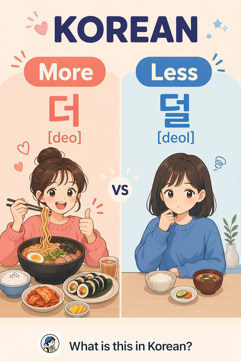More vs Less in Korean — Korean vocab chart
