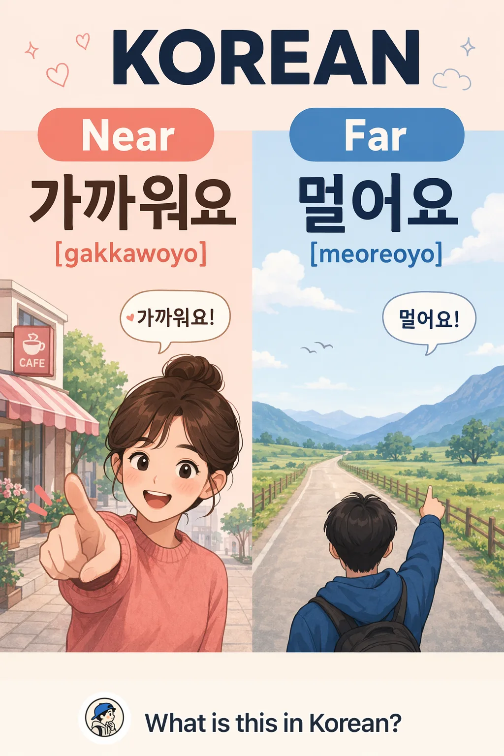 Near vs Far in Korean — Korean vocab chart