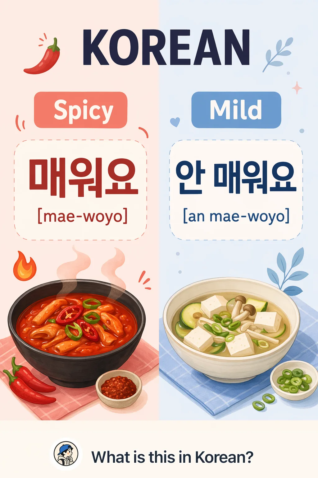 Spicy vs Mild in Korean — Korean vocab chart