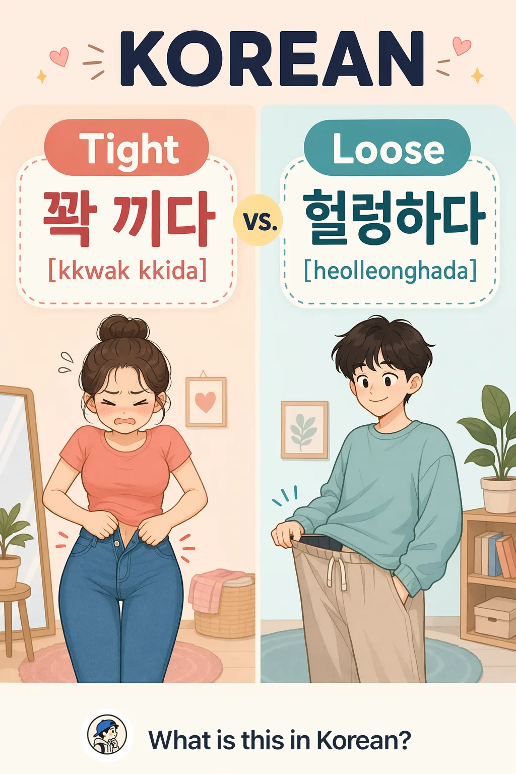Tight vs Loose in Korean — Korean vocab chart
