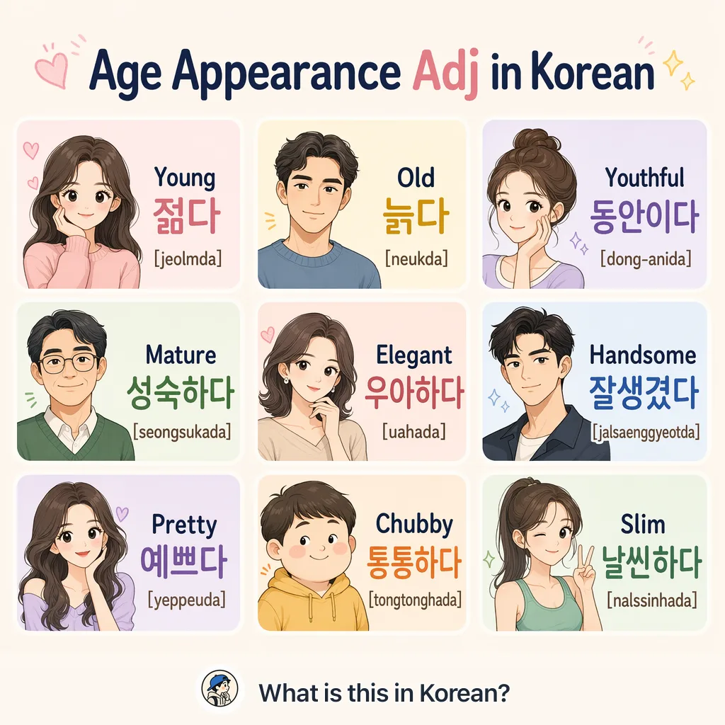 Age Appearance Adj in Korean — Korean vocab chart