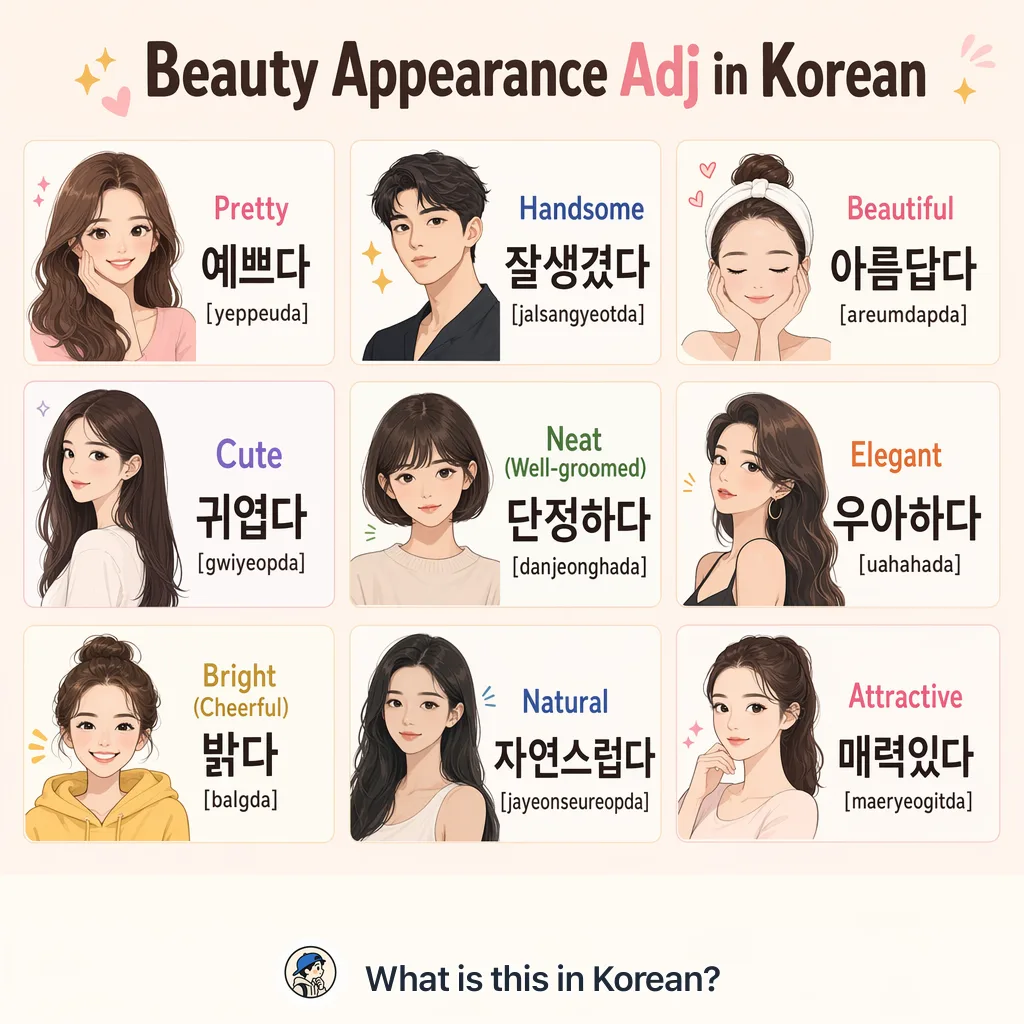 Beauty Appearance Adj in Korean — Korean vocab chart