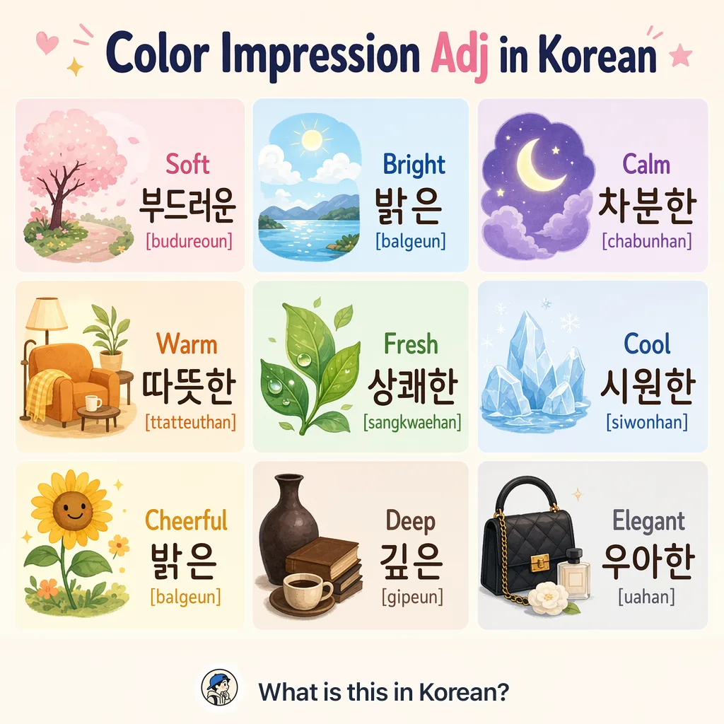 Color Impression Adj in Korean — Korean vocab chart