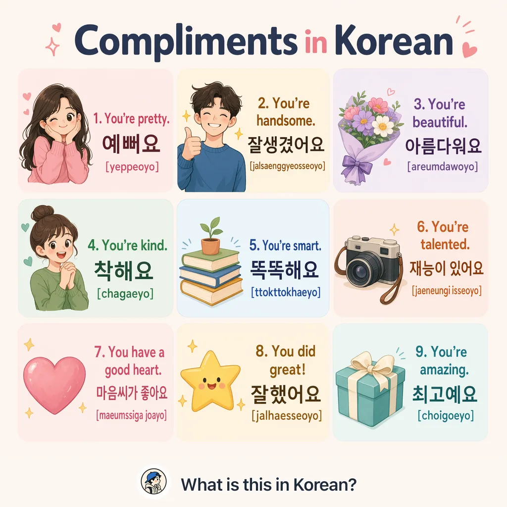 Compliments in Korean — Korean vocab chart