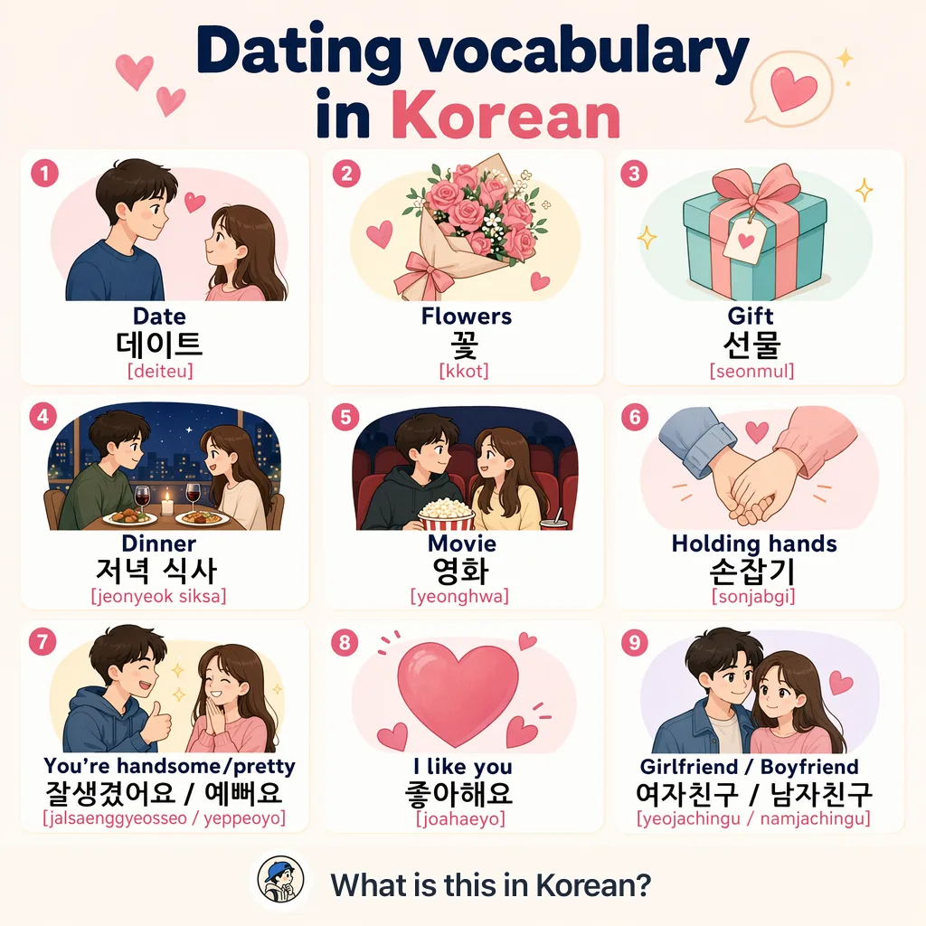 Dating vocabulary in Korean — Korean vocab chart