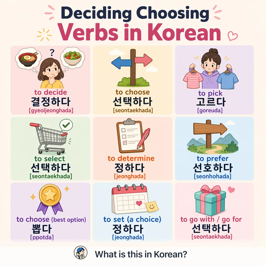 Deciding Choosing Verbs in Korean — Korean vocab chart