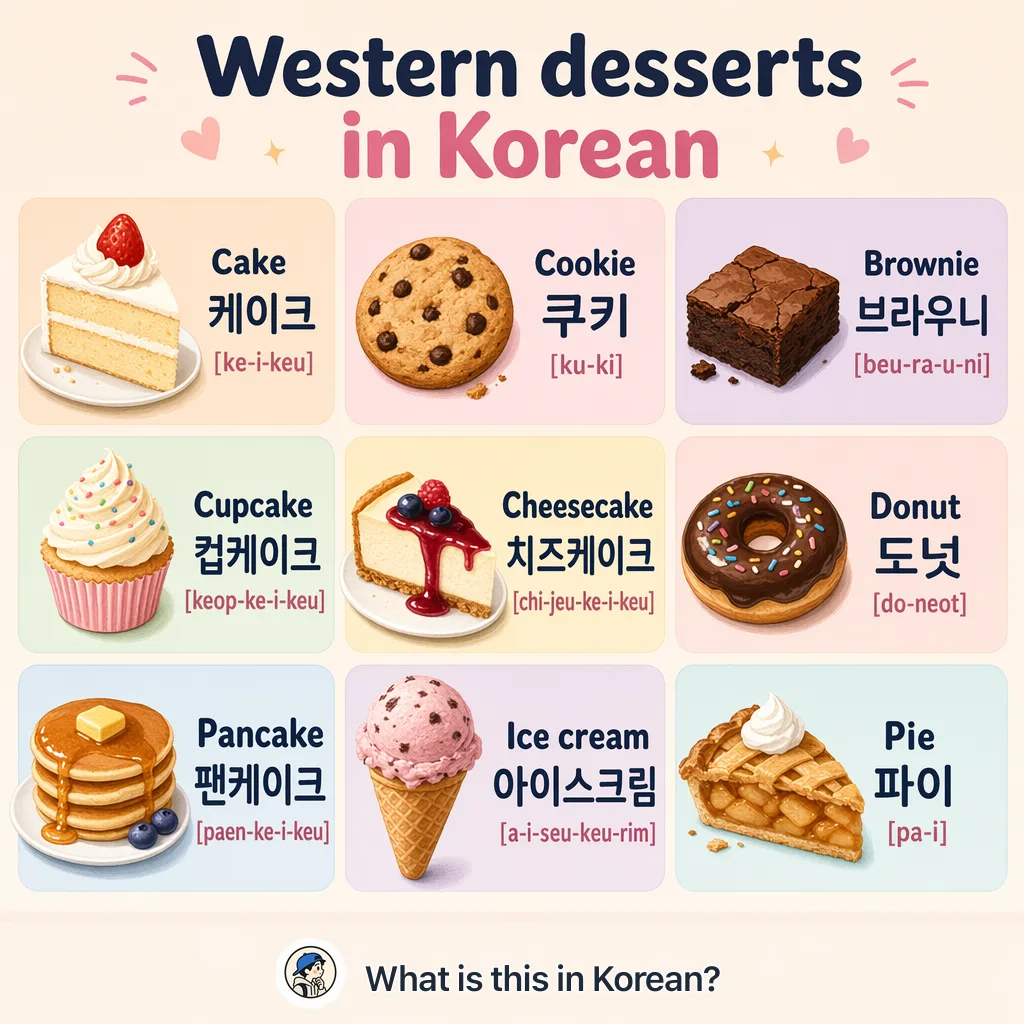 Western desserts in Korean — Korean vocab chart