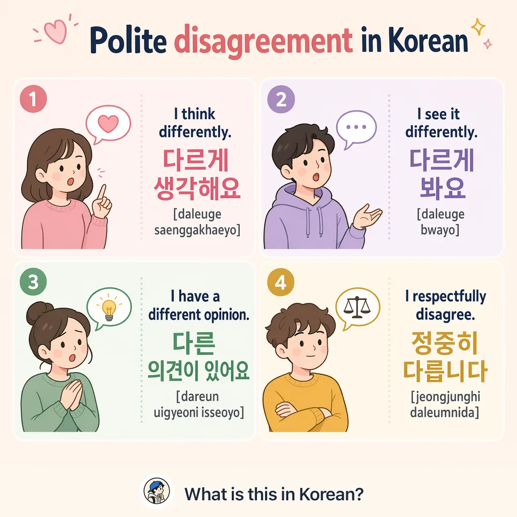 Polite disagreement in Korean — Korean vocab chart