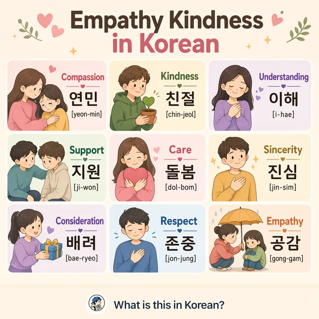 Empathy Kindness in Korean — Korean vocab chart
