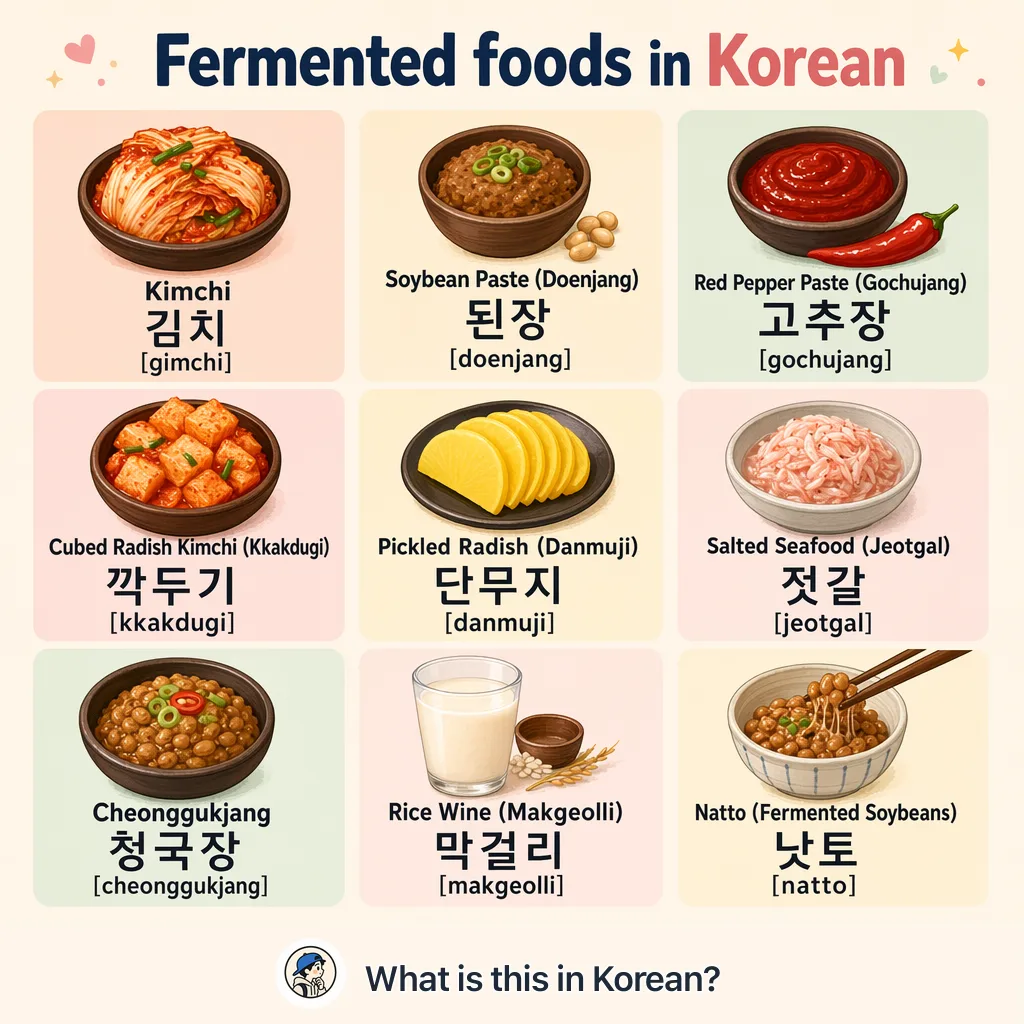 Fermented foods in Korean — Korean vocab chart
