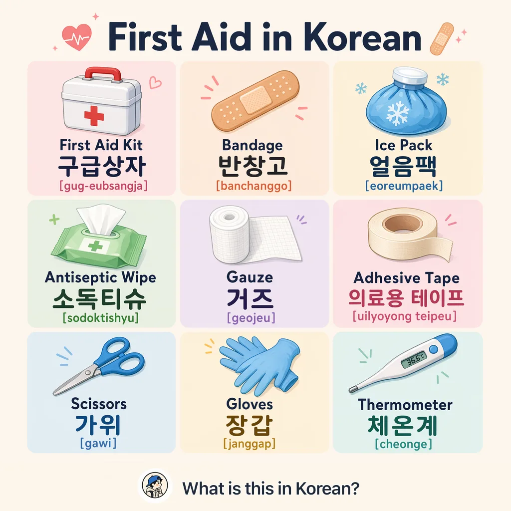 First Aid in Korean — Korean vocab chart