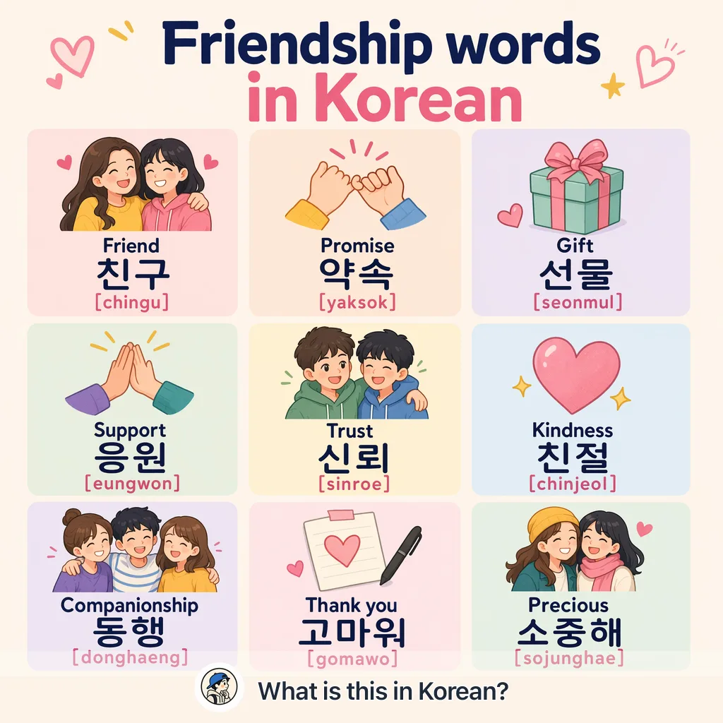 Friendship words in Korean — Korean vocab chart