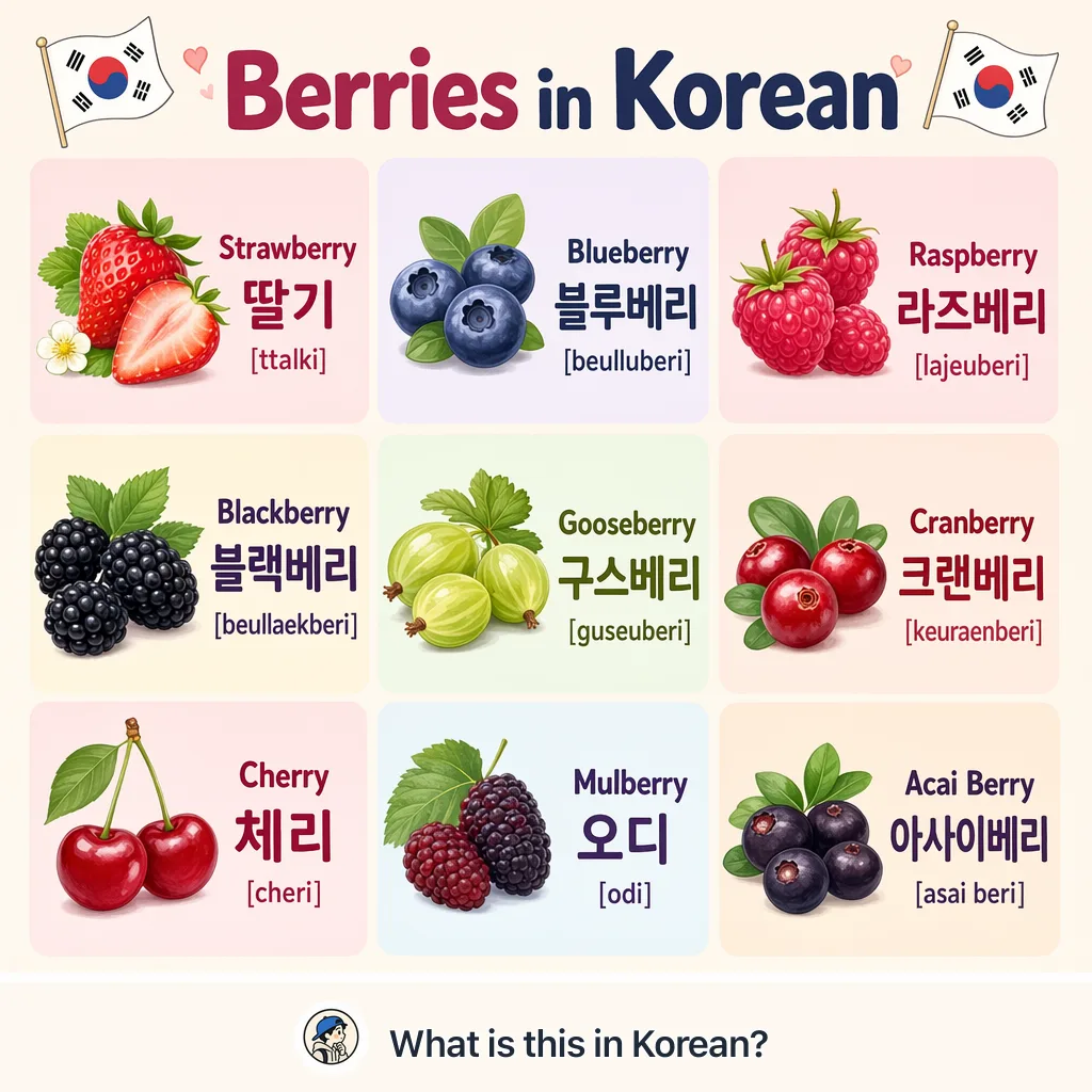 Berries in Korean — Korean vocab chart