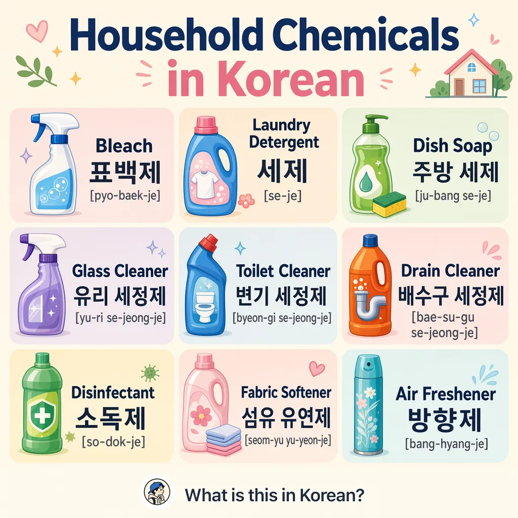 Household Chemicals in Korean — Korean vocab chart
