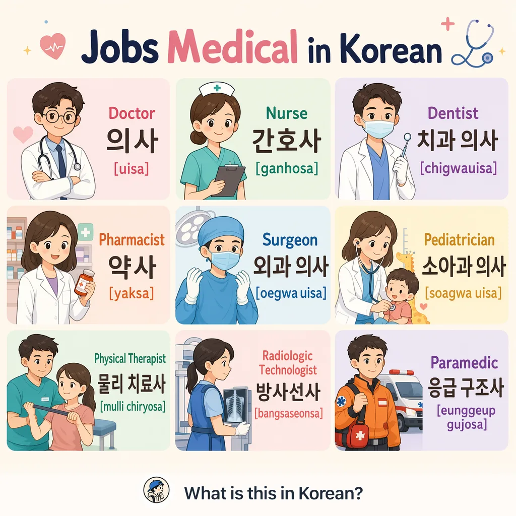 Jobs Medical in Korean — Korean vocab chart