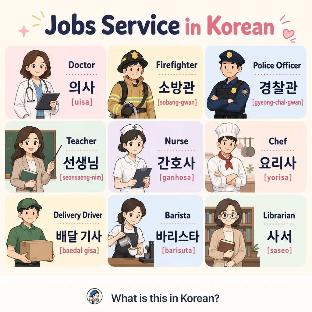 Jobs Service in Korean — Korean vocab chart