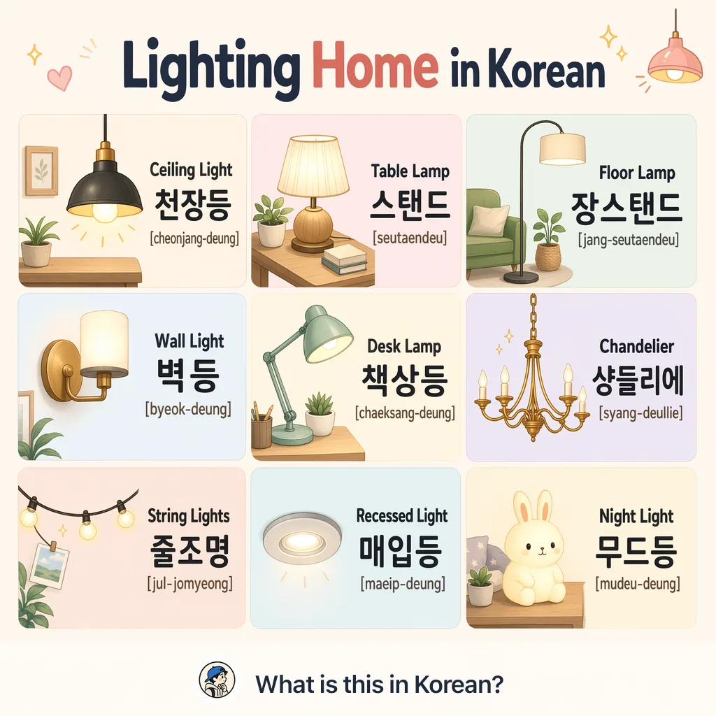 Lighting Home in Korean — Korean vocab chart